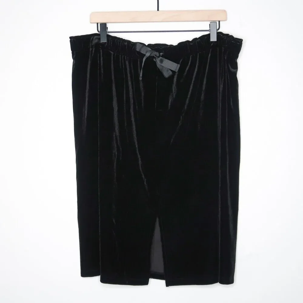 Mossimo Womens Velvet Pencil‎ Skirt Size XXL Black Stretch Waist Office Event